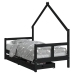 Estructura cama infantil y cajones madera pino negro 80x160 cm