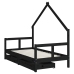 Estructura cama infantil y cajones madera pino negro 80x160 cm