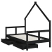 Estructura cama infantil y cajones madera pino negro 80x160 cm