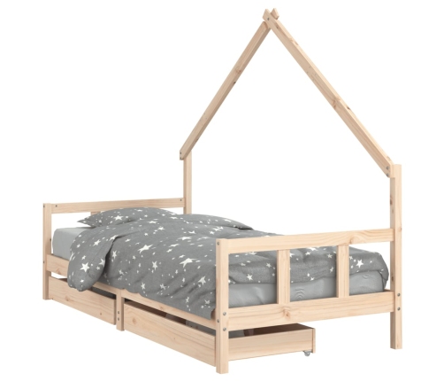 Estructura de cama infantil con cajones madera pino 90x190 cm