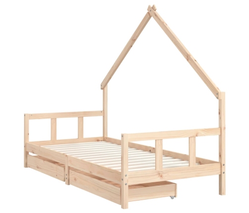 Estructura de cama infantil con cajones madera pino 90x190 cm