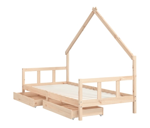 Estructura de cama infantil con cajones madera pino 90x190 cm