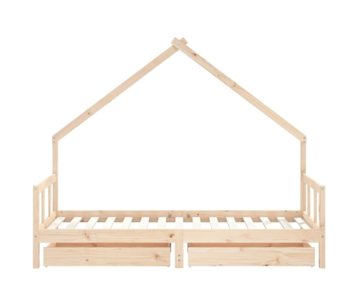 Estructura de cama infantil con cajones madera pino 90x190 cm