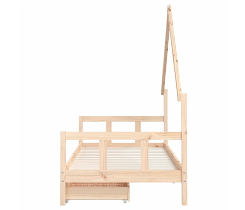 Estructura de cama infantil con cajones madera pino 90x190 cm