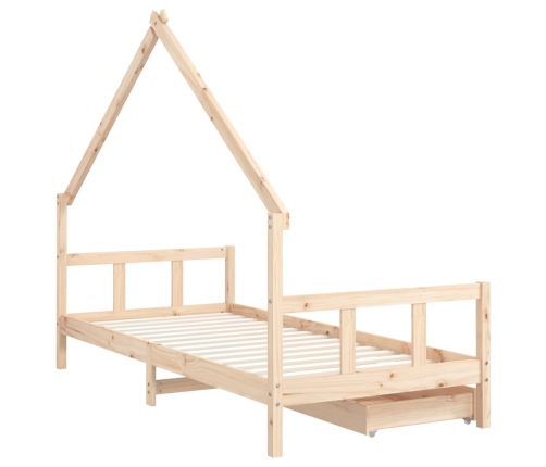 Estructura de cama infantil con cajones madera pino 90x190 cm