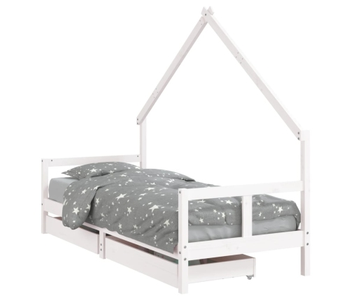 Estructura cama niños con cajones madera pino blanco 80x200 cm