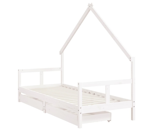 Estructura cama niños con cajones madera pino blanco 80x200 cm