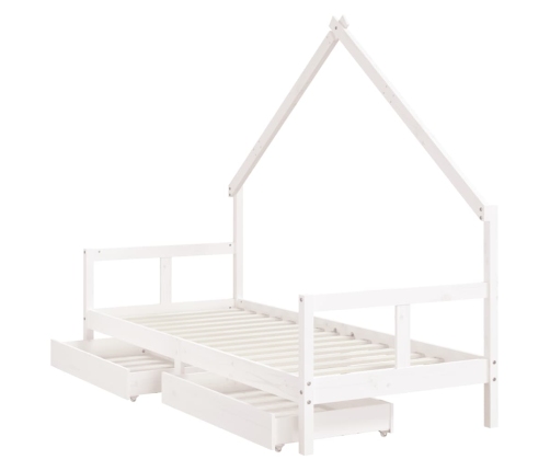 Estructura cama niños con cajones madera pino blanco 80x200 cm