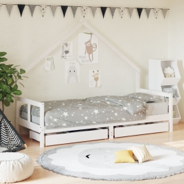 Estructura cama niños con cajones madera pino blanco 80x200 cm