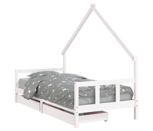 Estructura cama niños con cajones madera pino blanco 90x200 cm