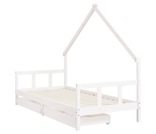 Estructura cama niños con cajones madera pino blanco 90x200 cm