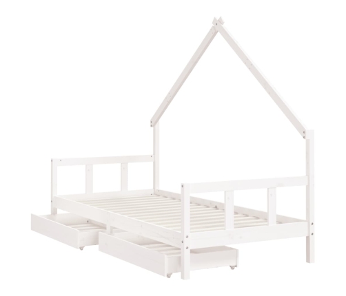 Estructura cama niños con cajones madera pino blanco 90x200 cm