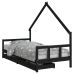 Estructura de cama niños con cajones madera pino negro 90x200cm