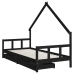 Estructura de cama niños con cajones madera pino negro 90x200cm