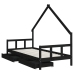 Estructura de cama niños con cajones madera pino negro 90x200cm