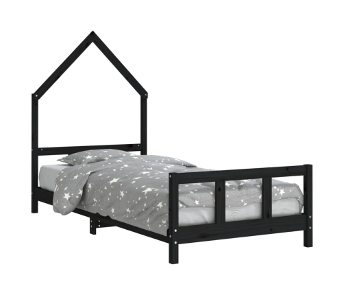 Estructura de cama para niños madera de pino negro 90x190 cm