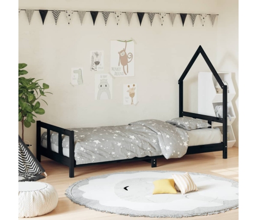 Estructura de cama para niños madera de pino negro 90x190 cm