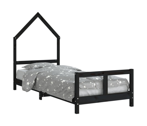 Estructura de cama para niños madera de pino negro 80x200 cm