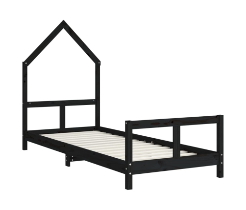 Estructura de cama para niños madera de pino negro 80x200 cm