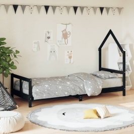 Estructura de cama para niños madera de pino negro 80x200 cm