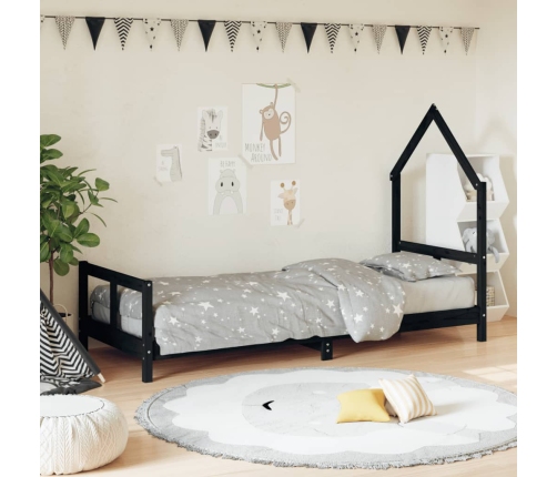 Estructura de cama para niños madera de pino negro 80x200 cm