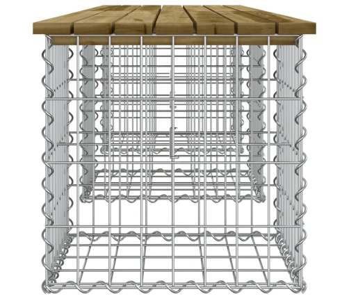 Banco jardín diseño gaviones madera pino impregnada 203x44x42cm