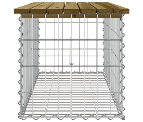 Banco jardín diseño gaviones madera pino impregnada 103x44x42cm