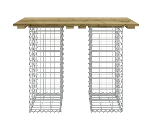 Banco jardín diseño gaviones madera pino impregnada 100x70x72cm