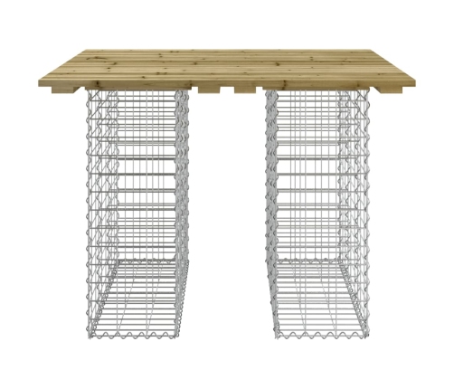 Banco jardín cesta gaviones madera pino impregnada 100x102x72cm