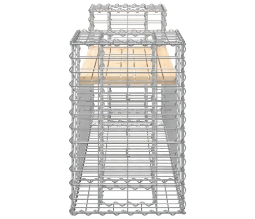 vidaXL Banco jardín diseño gaviones madera maciza pino 183x41x60,5 cm