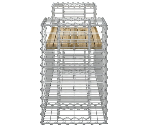 Banco jardín con gaviones madera pino impregnada 183x41x60,5 cm
