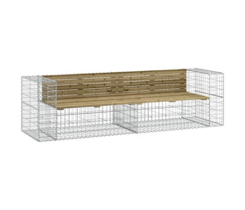 vidaXL Banco jardín con gaviones madera pino impregnada 244x71x65,5 cm