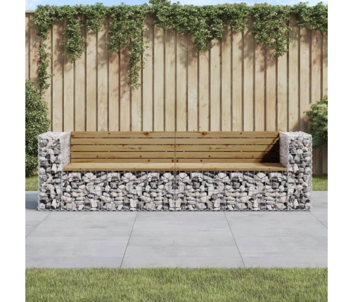 vidaXL Banco jardín con gaviones madera pino impregnada 244x71x65,5 cm