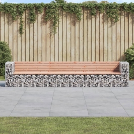 Banco jardín diseño gaviones madera abeto Douglas 347x71x65,5cm