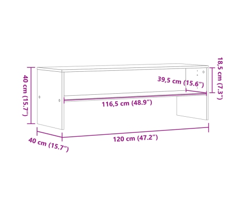 Mueble de TV madera de ingeniería roble ahumado 120x40x40 cm