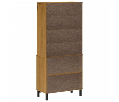 Aparador alto con puertas vidrio FLAM madera pino 80x40x180 cm