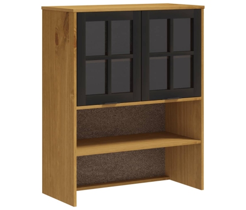 Aparador alto con puertas vidrio FLAM madera pino 80x40x180 cm