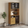 Aparador alto con puertas vidrio FLAM madera pino 80x40x180 cm