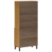 Aparador alto con puertas vidrio FLAM madera pino 80x40x180 cm