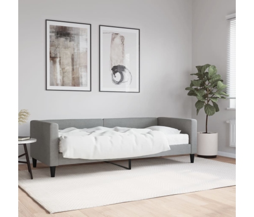 Sofá cama con colchón tela gris claro 80x200 cm