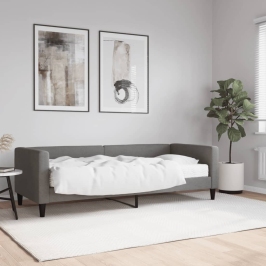 Sofá cama con colchón tela gris oscuro 80x200 cm