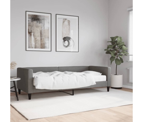 Sofá cama con colchón tela gris oscuro 80x200 cm