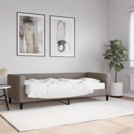 Sofá cama con colchón tela gris taupe 80x200 cm