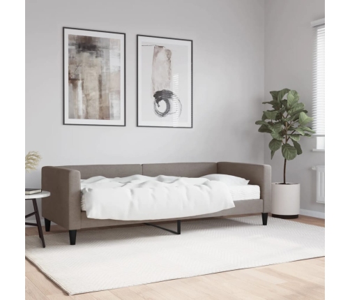 Sofá cama con colchón tela gris taupe 80x200 cm