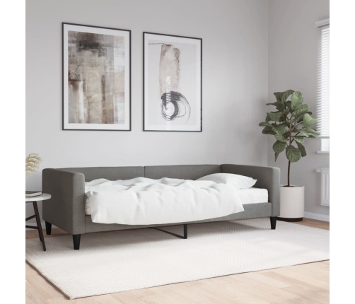 Sofá cama con colchón tela gris oscuro 90x200 cm