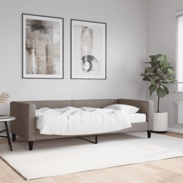 Sofá cama con colchón tela gris taupe 90x200 cm