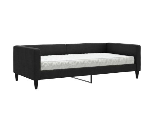 vidaXL Sofá cama con colchón tela negro 100x200 cm