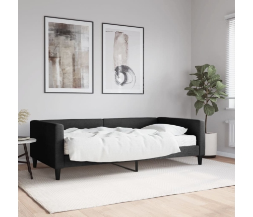 vidaXL Sofá cama con colchón tela negro 100x200 cm