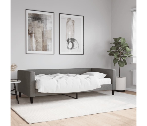 Sofá cama con colchón tela gris oscuro 90x190 cm