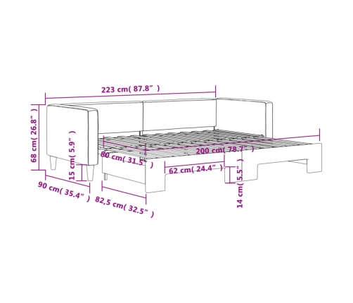 Sofá cama nido tela gris taupe 80x200 cm